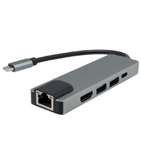 Convertidor USB C a RJ45+HDMI+2 USB A +PC