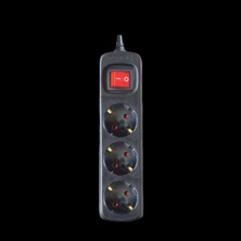 Base 3 Endolls amb Interruptor Negra amb Cable 1,5m