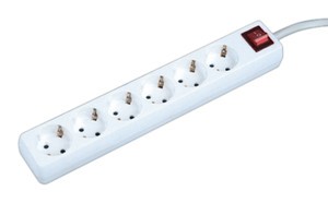 Base 6 Endolls amb Interruptor Cable 1,5m Blanc