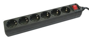 Base 6 Endolls amb Interruptor Cable 1,5m Negra