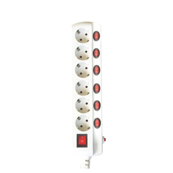 Base 6 Endolls amb Interruptor Individual Cable 1,5m