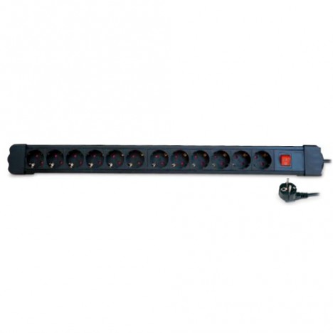 Base 12 Endolls amb Interruptor Cable 1,5m Negra