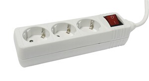 Base 3 Endolls amb Interruptor Cable 1,5m Blanc